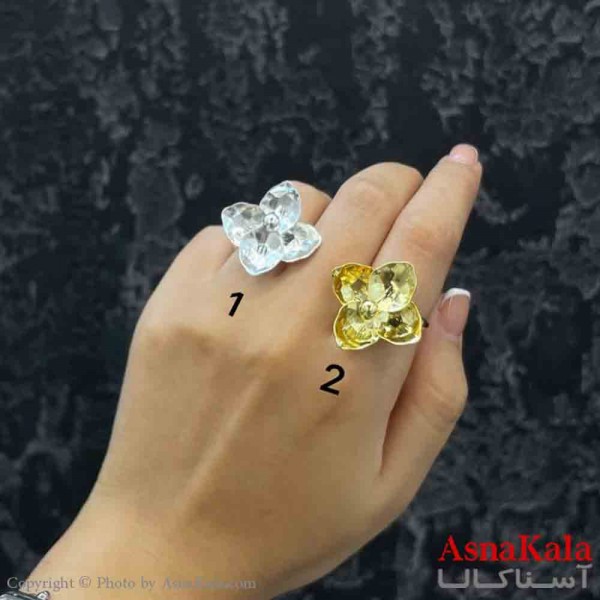 انگشتر زنانه استیل مینیمال مدل گل چهاربرگ فری سایز کد ANG19860W