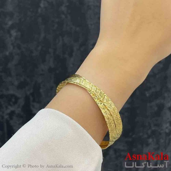 بنگل دخترانه پینترستی استیل  طرح مینمال دولاینی مدرن رنگ طلایی کد DSB181349W