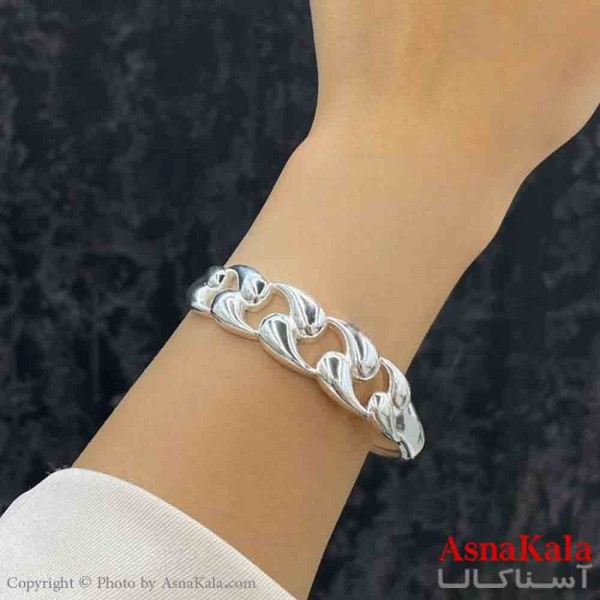 بنگل دخترانه پینترستی استیل  طرح کارتیر مدرن رنگ نقره ای کد DSB181355W