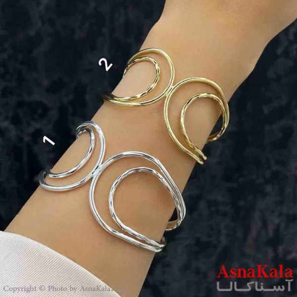 بنگل دخترانه پینترستی استیل  طرح دوحلقه آینه ای  کد DSB181359W