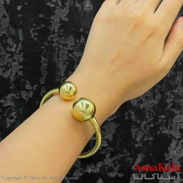 بنگل دخترانه پینترستی استیل طرح دوگوی براق رنگ طلایی کد DSB181364W