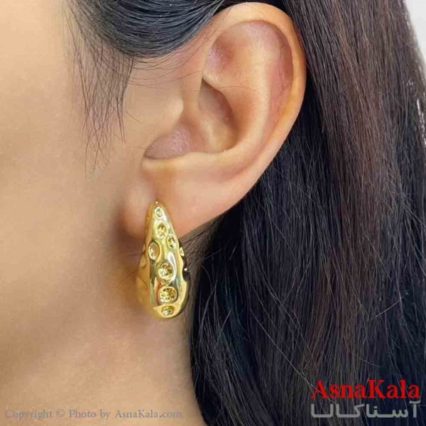 گوشواره دخترانه مینیمال طرح اشک ناهمگون رنگ طلایی کد GSH151848W