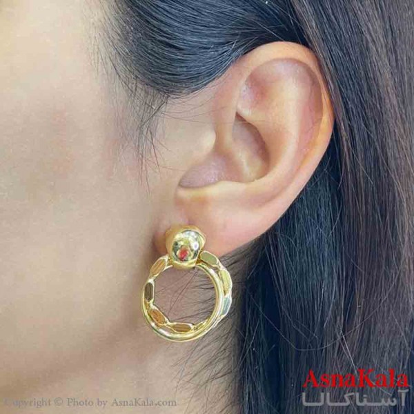 گوشواره دخترانه مینیمال طرح اشک ریز و دایره رنگ طلایی کد GSH151859W