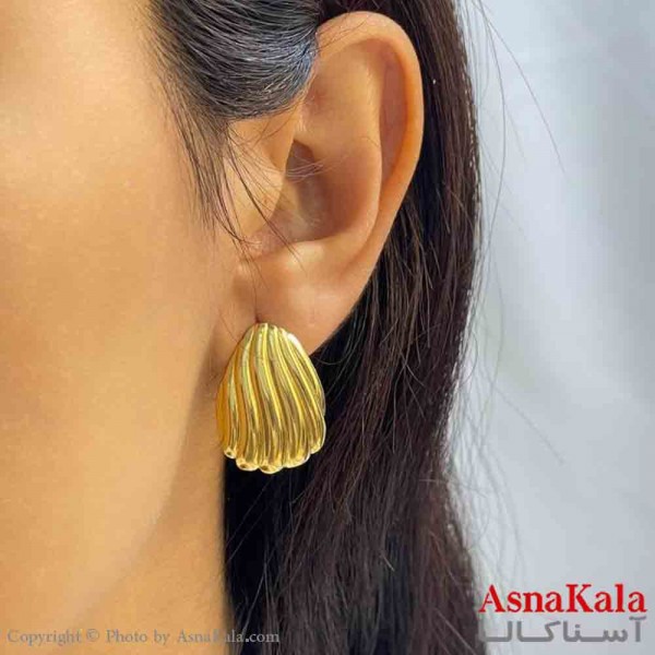 گوشواره دخترانه مینیمال طرح صدف  رنگ طلایی کد GSH151864W