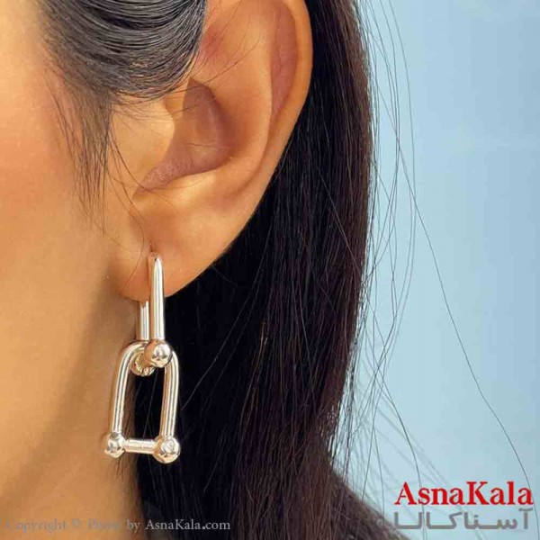 گوشواره دخترانه مینیمال طرح تیفانی رنگ نقره ای کد GSH151875 W