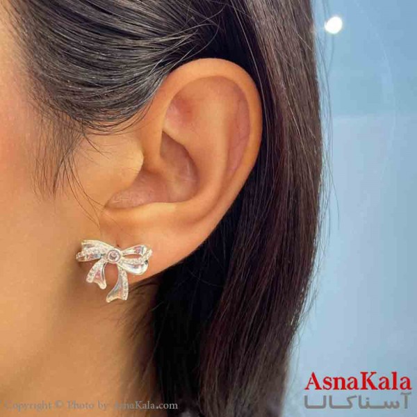 گوشواره دخترانه مینیمال طرح پاپیون رنگ نقره ای کد GSH151877 W