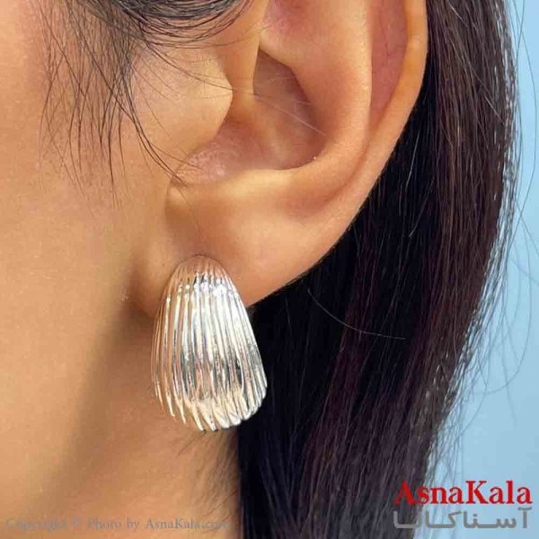 گوشواره دخترانه مینیمال طرح حلقه مدور رنگ نقره ای کد GSH151879 W