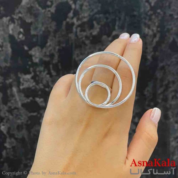 انگشتر زنانه استیل مینیمال مدل سه حلقه فری سایز  رنگ نقره ای کد ANG19862W