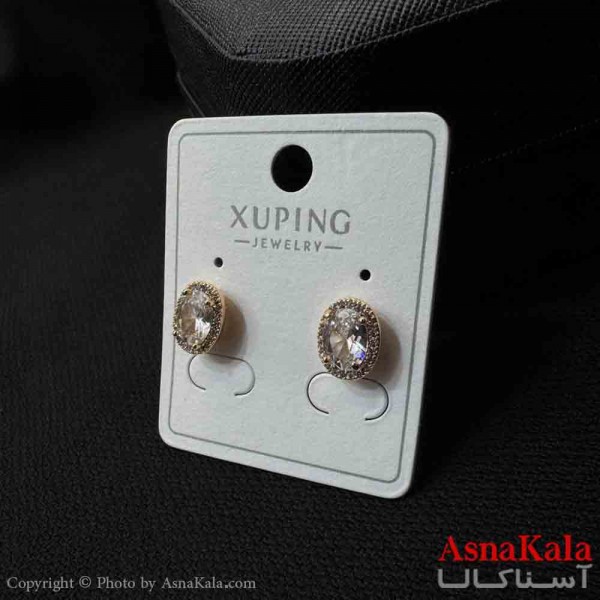 گوشواره زنانه  ژوپینگ طرح نگین بیضی  کد GSH151890W