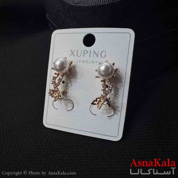 گوشواره زنانه  ژوپینگ طرح گل لاله وپروانه مرواریدی  کد GSH151894W