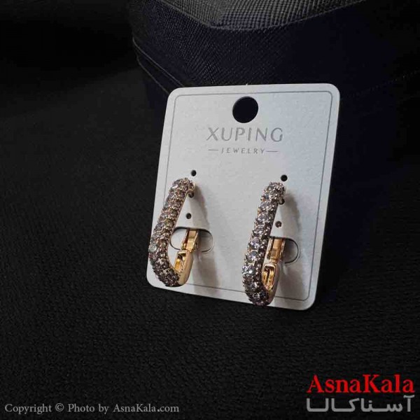 گوشواره زنانه  ژوپینگ طرح مستطیل فول نگین  کد GSH151898W