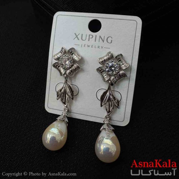 گوشواره زنانه  ژوپینگ طرح آویز گل و مرواریداشکی کد GSH151900W