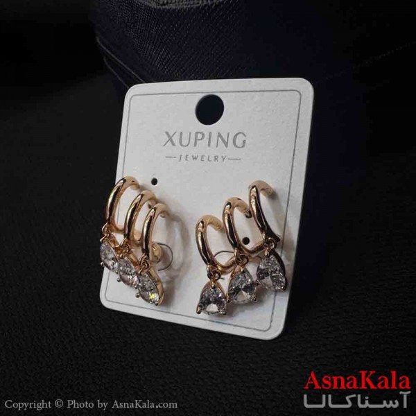 گوشواره زنانه  ژوپینگ طرح سه لاین اشکی کد GSH151903W