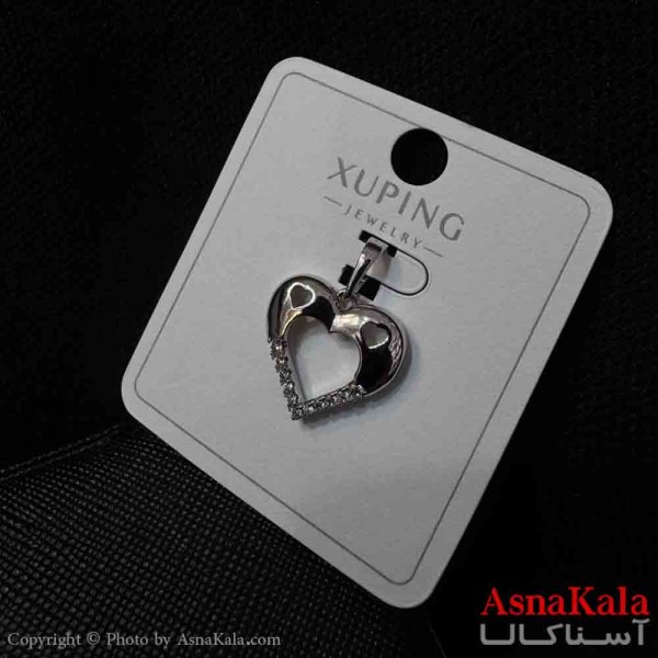 آویز ژوپینگ مینیمال دخترانه مدل قلب توخالی نگیندار سفید کد GNB161702W