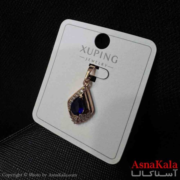 آویز ژوپینگ مینیمال دخترانه مدل لوز نگین سورمه ای کد GNB161708W