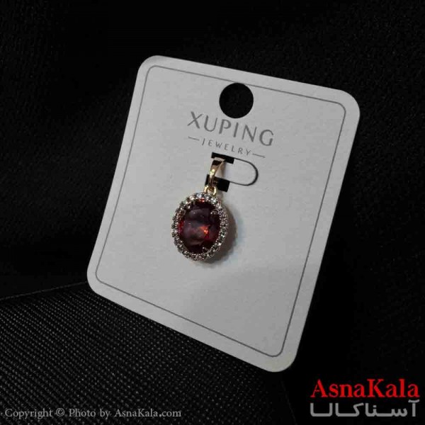 آویز ژوپینگ مینیمال دخترانه مدل تک نگین درشت نگین قرمز کد GNB161717W