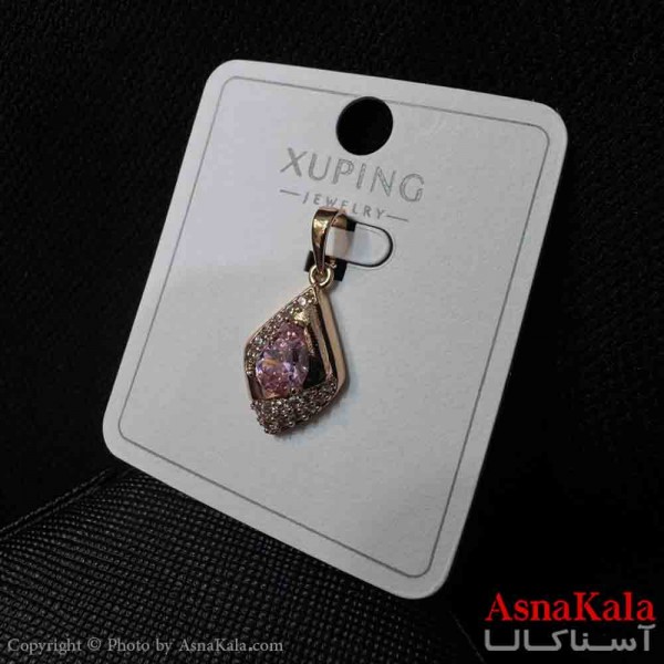 آویز ژوپینگ مینیمال دخترانه مدل لوز نگین صورتی کد GNB161721W