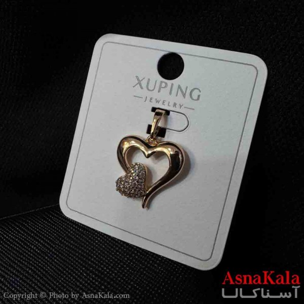 آویز ژوپینگ مینیمال دخترانه مدل قلب فول نگین کد GNB161722W