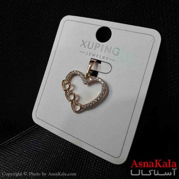 آویز ژوپینگ مینیمال دخترانه مدل قلب درقلب نگیندار کد GNB161724W