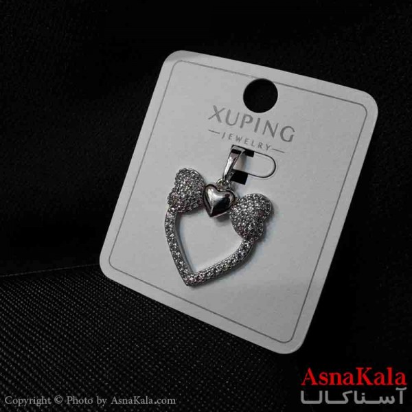 آویز ژوپینگ مینیمال دخترانه مدل قلب و پاپیون فول نگین ترند کد GNB161742W