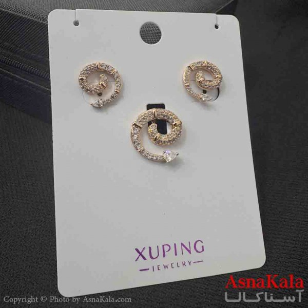 نیم ست زنانه ژوپینگ مدل مار فول نگین شامل گوشواره و آویز کد NIM14916W