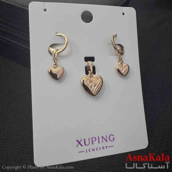 نیم ست زنانه ژوپینگ مدل قلب آینه ای شامل گوشواره و آویز کد NIM14918W