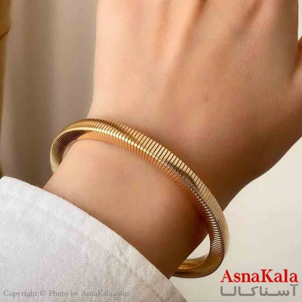 بنگل دخترانه پینترستی استیل آینه ای پیچ مدرن رنگ طلایی کد DSB181382W