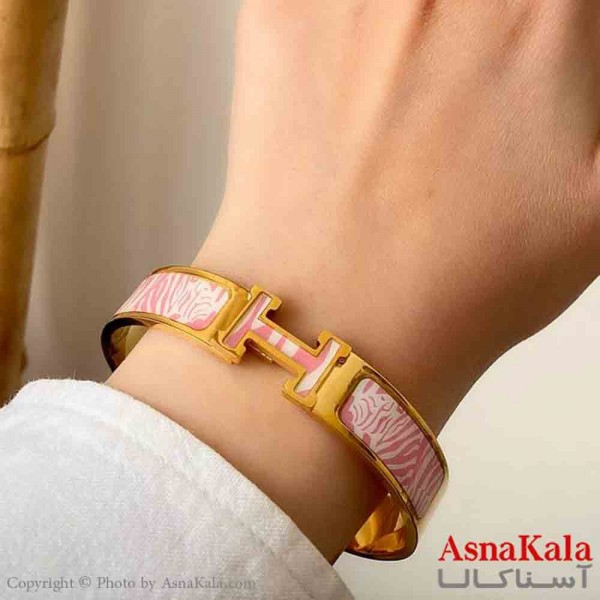 بنگل دخترانه پینترستی استیل هرمس مدرن رنگ طلایی  صورتی کد DSB181385W