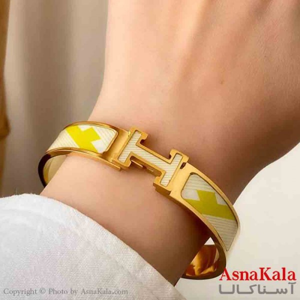 بنگل دخترانه پینترستی استیل هرمس مدرن رنگ طلایی  زرد کد DSB181386W