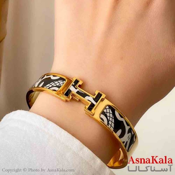 بنگل دخترانه پینترستی استیل هرمس مدرن رنگ طلایی  مشکی کد DSB181387W