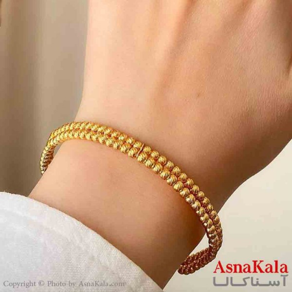 بنگل دخترانه پینترستی استیل دولاین گوی رنگ طلایی کد DSB181391W