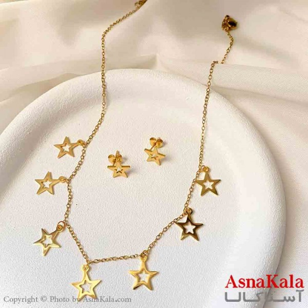 نیم ست زنانه شامل گردنبند و گوشواره استیل مدل ستاره  کد NIM14927W