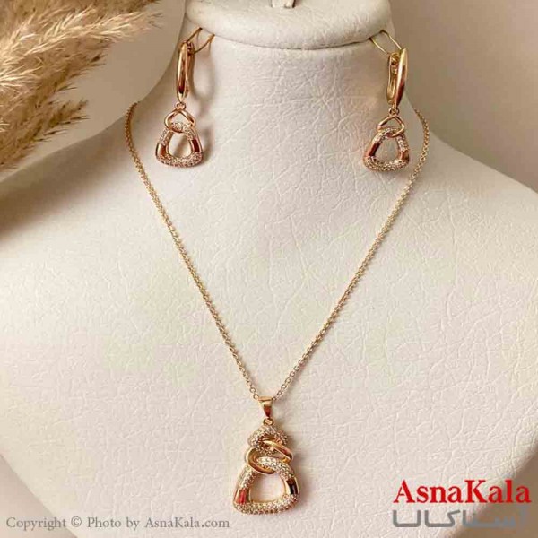 نیم ست زنانه ژوپینگ مدل کارتیرنگیندار شامل گوشواره و آویز رنگ طلایی کد NIM14960W