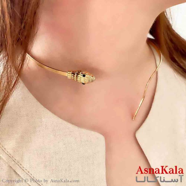 گردنبند طوق دخترانه پینترستی استیل مدل مار رنگ طلایی کد GNB161761W