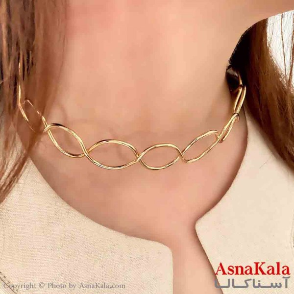 گردنبند طوق دخترانه پینترستی استیل مدل بینهایت رنگ طلایی کد GNB161770W