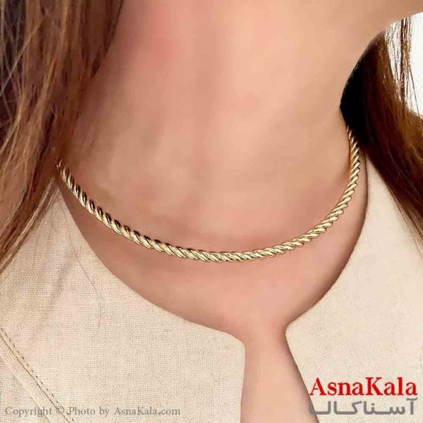 گردنبند طوق دخترانه پینترستی استیل مدل پیچ ریز رنگ طلایی کد GNB161780W
