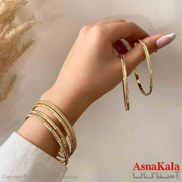 النگو طلاروس 3میل زنانه خارجی  برند NG طلایی طرح آینه ای تراشدار با کارت گارانتی کد DSB181402w