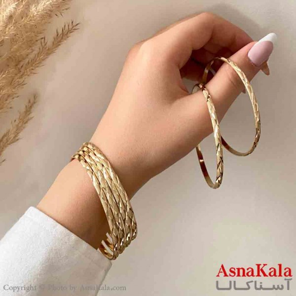 النگو طلاروس 3میل زنانه خارجی  برند NG طلایی طرح ضربدر با کارت گارانتی کد DSB181404w