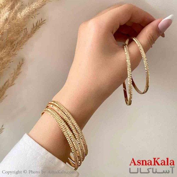 النگو طلاروس 3میل زنانه خارجی  برند NG طلایی طرح نخودی تراشدار با کارت گارانتی کد DSB181405w