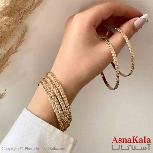 النگو طلاروس 3میل زنانه خارجی  برند NG طلایی طرح نخودی درشت با کارت گارانتی کد DSB181407w