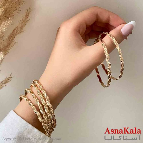 النگو طلاروس 3میل زنانه خارجی  برند NG طلایی طرح پیچ درپیچ با کارت گارانتی کد DSB181408w