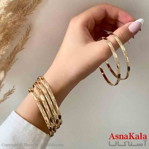 النگو طلاروس 3میل زنانه خارجی  برند NG طلایی طرح بیضی آینه ای با کارت گارانتی کد DSB181411w