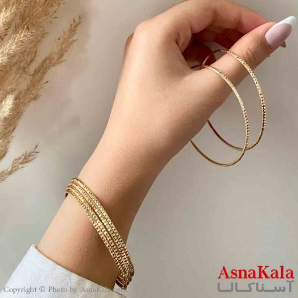 النگو طلاروس 2میل زنانه خارجی  برند NG طلایی طرح پیکسری با کارت گارانتی کد DSB181413w