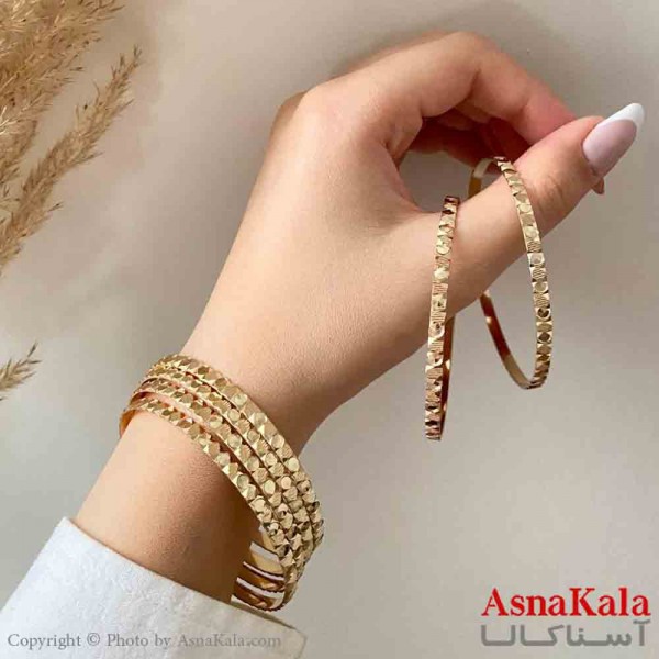 النگو طلاروس 2میل زنانه خارجی  برند NG طلایی طرح آینه ای دایره با کارت گارانتی کد DSB181414w