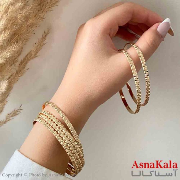 النگو طلاروس 3میل زنانه خارجی  برند NG طلایی طرح  تراشدار با کارت گارانتی کد DSB181417w