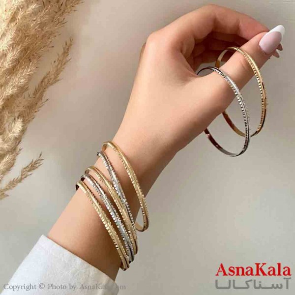 النگو طلاروس 3میل زنانه خارجی  برند NG طلایی طرح  آینه ای تراشدار با کارت گارانتی کد DSB181423w