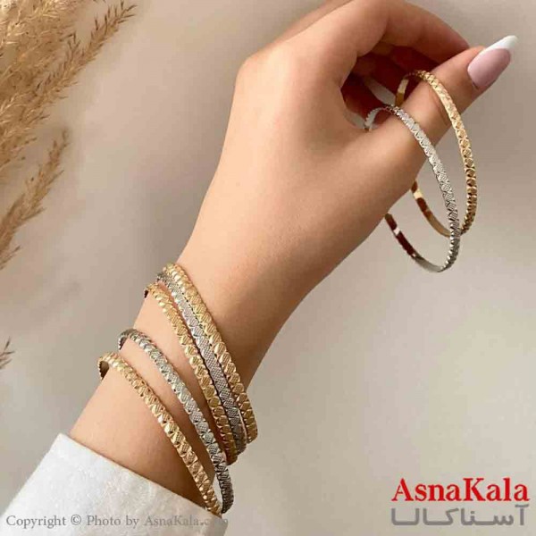 النگو طلاروس 3میل زنانه خارجی  برند NG طلایی طرح نخودی با کارت گارانتی کد DSB181425w