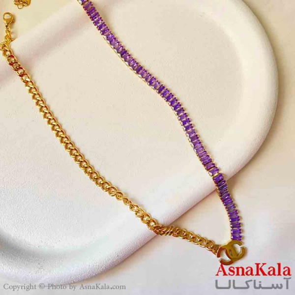 گردنبند دخترانه پینترستی استیل مدل کارتیر و تنیسی رنگ طلایی کد GNB161785W