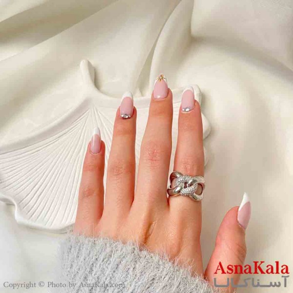 انگشتر زنانه YSX مینیمال مدل کارتیر نگیندار فری سایز  رنگ نقره ای کد ANG19870W