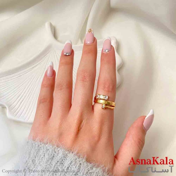 انگشتر زنانه YSX مینیمال مدل کارتیر نگیدار فری سایز  رنگ طلایی کد ANG19875W